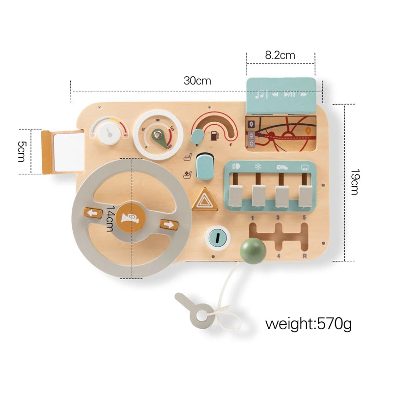 Montessori Toys Baby Wooden Car Steering Wheel  Activity Busy Board Baby Wooden Busy Board Early Education Learning Sensory Toys