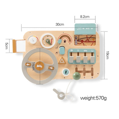 Montessori Toys Baby Wooden Car Steering Wheel  Activity Busy Board Baby Wooden Busy Board Early Education Learning Sensory Toys