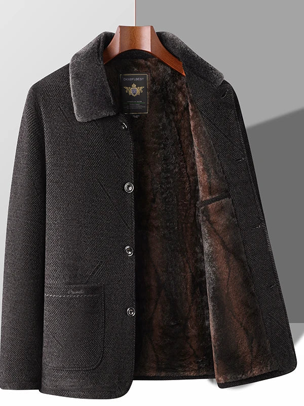 Thickened Fleece Cotton Jacket for Middle-Aged And Elderly Men Winter Outerwear Warm Fashionable Business Casual Style Long S...