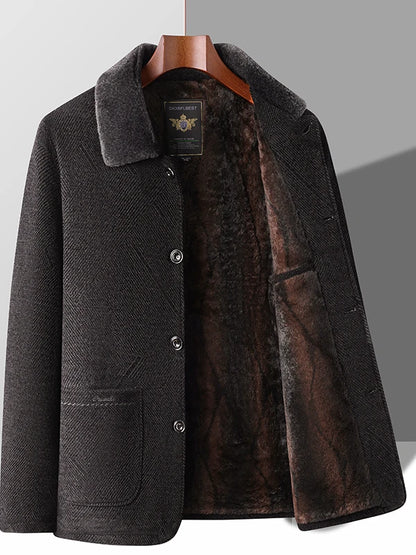 Thickened Fleece Cotton Jacket for Middle-Aged And Elderly Men Winter Outerwear Warm Fashionable Business Casual Style Long S...