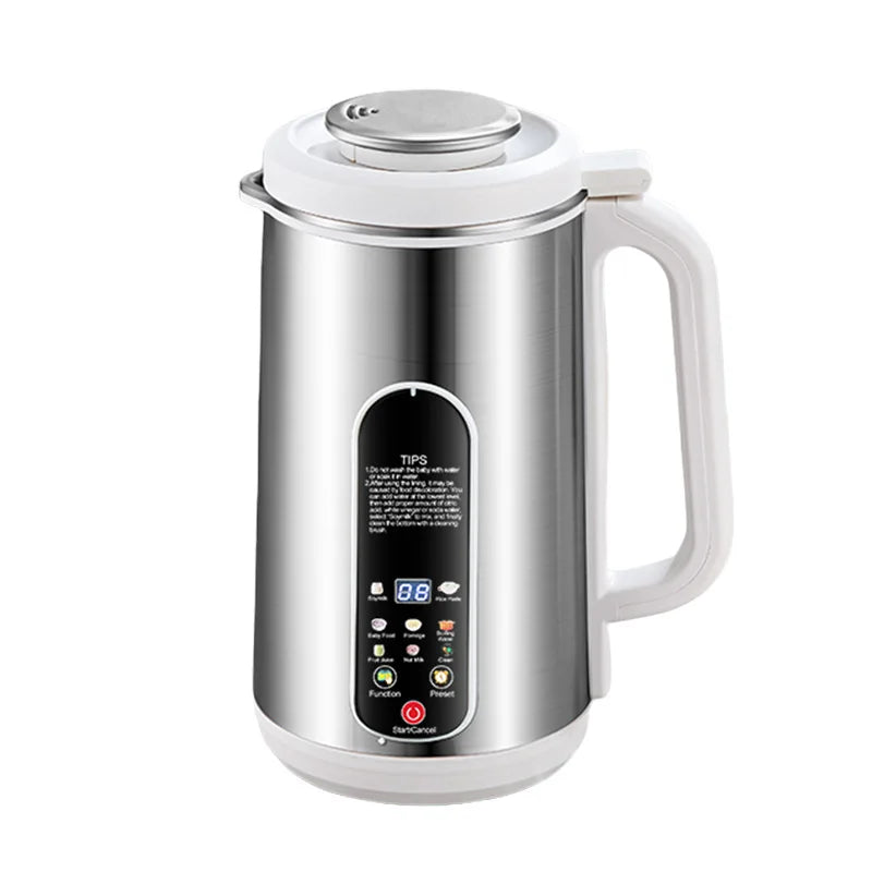 1.2L Soymilk Machine Stainless Steel Electric Milk Frother Multifunctional Large Capacity Household Blender