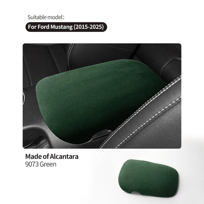 For Ford Mustang 2015-2025 Made of Alcantara Wrap ABS Car Trim Armrest Box Cover Panel Italian Suede Interior Tuning Accessories