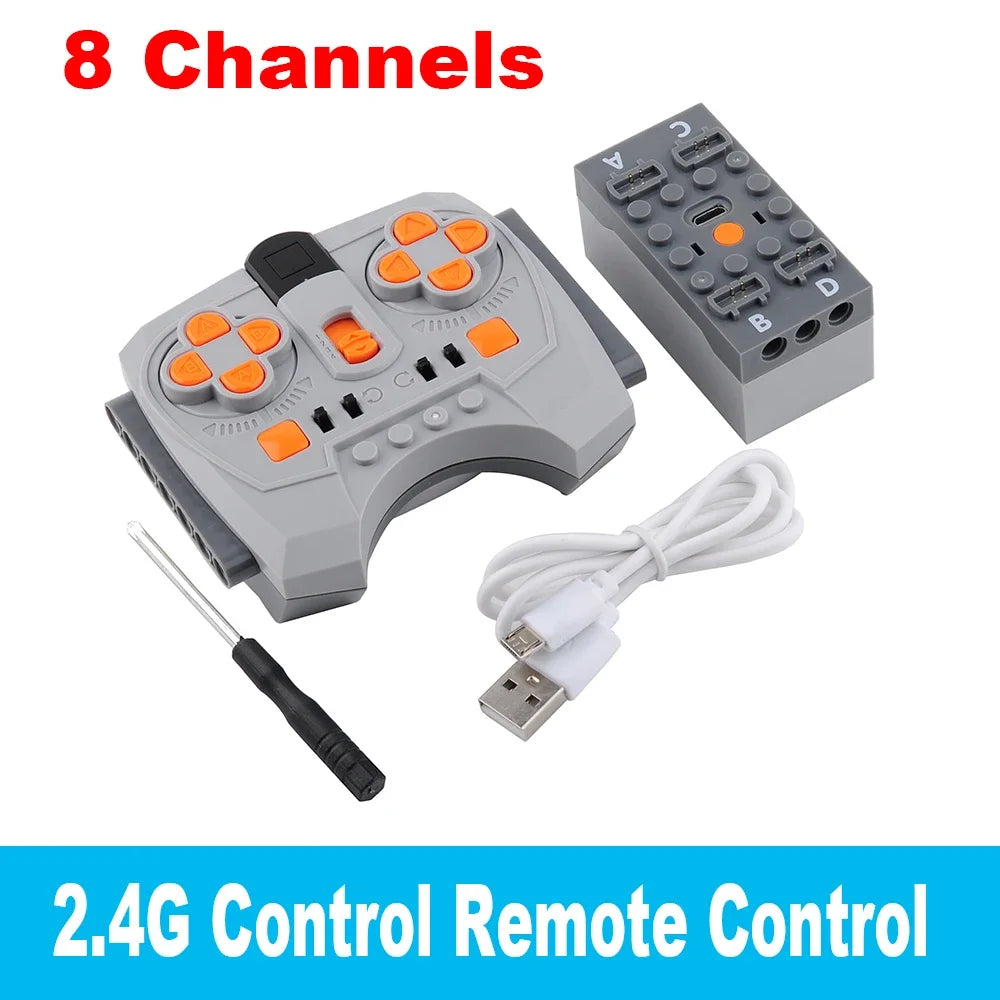 MOC Bluetooth Remote Control Set with Rechargeable Battery Box & App-Programmable Speed Control Building Blocks Motors