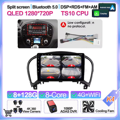For Nissan Juke Yf15 2010 2011 2012 2013 2014 Carplay Auto 5g+wifi Gps Car Radio Navigation Multimedia Video Player Stereo Bt