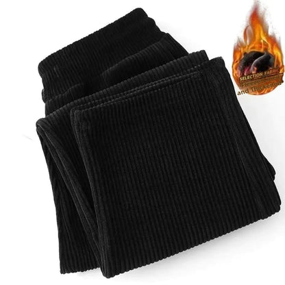 Men's Corduroy Fleece Lined Straight Leg Pants plus Size Spring Autumn Winter Loose Fit Casual Sporty Long Trousers