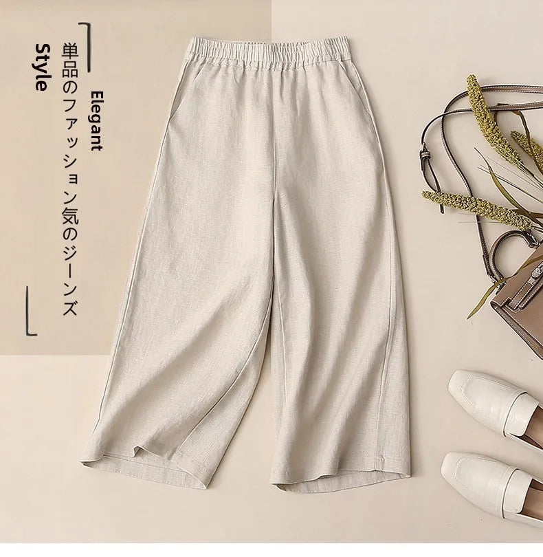 Fashionable Retro Linen Top And Pants Set for Women High End Cotton Linen Ensemble Summer 2026 Elegant Two Piece Suit