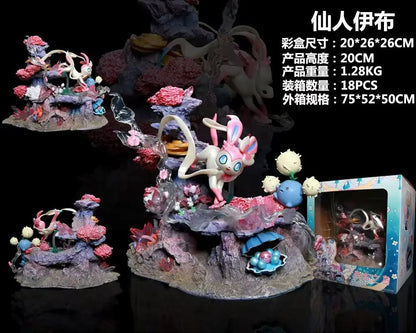 Pokemon Gk Figure Sylveon Shroomish Clamperl Fairy Island Resin Collectible Anime Display Model Home Desktop Decoration