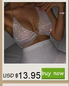 Sexy y2k clothes metal sequin corset crop top women summer cropped halter tank top club party tops woman clothing rave outfit
