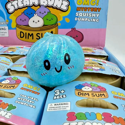 Glitter Dumpling Squishy ULTRA RARE Gold Glitter Hidden Edition Dumplings Sensory Steamer Soft TPR Dough Ball for Stress Relief