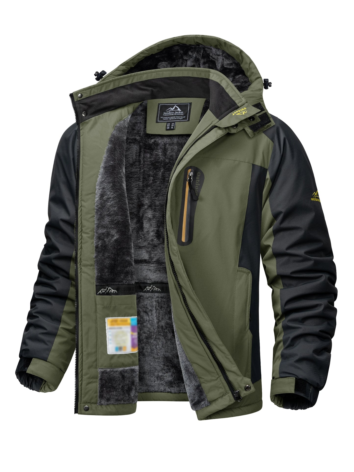 TACVASEN Winter Heavyweight Fleece Lined Parka Waterproof Men Ski Snowboard Jackets Windproof Removable Hoodie Coats Windbreaker