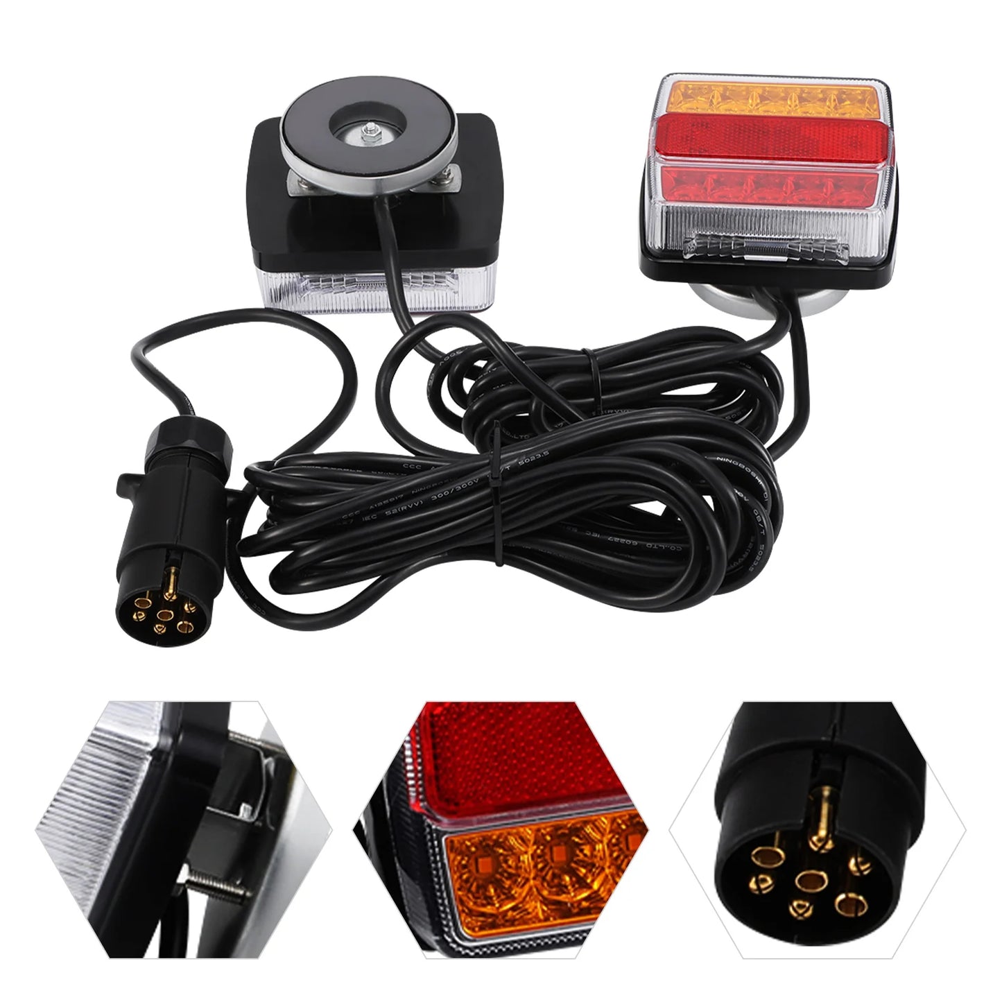 3256807765834798Led Trailer Tail Light Set, 12v, With 7-Pin Plug, Durable Material, Easy To Install, Improves Visibility, Licens