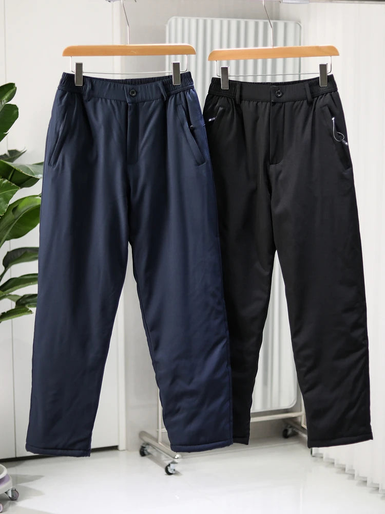 Thickened Fleece Winter Casual Pants Men's Straight Leg Cotton Trousers Warm Fashionable Long Pants Polyester Fiber 100%