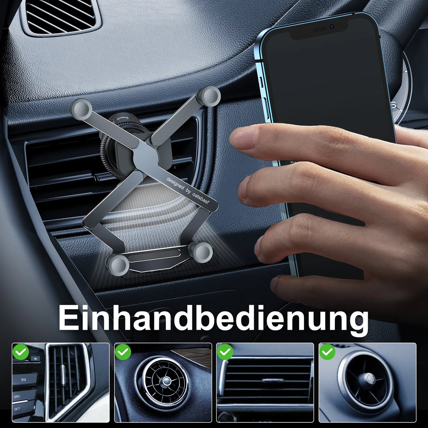 Eary Phone Holders for Your Car With Metal Hook Clip Air Vent Phone Stand Car Mount With 360°Rotating Fits for iPhone Samsung
