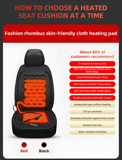 12V Car Heating Seat Cushion Seat Covers Winter Car Seat Heater  Car Accessories Heating Pads Universal Available In Black Red