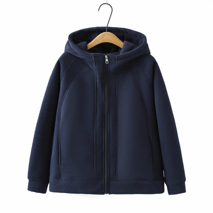 XXXXL Fashion Plus Size Women's Hoodies 2025 Winter New Solid Color Fleece Thickened Graphene Warm Hooded Sweatshirt Jacket 8816
