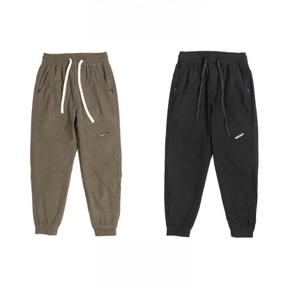 Men's Fleece Lined Thickened Autumn Winter Workwear Pants Loose Fit Low Waist Long Trousers Casual Youth Style Baggy Size