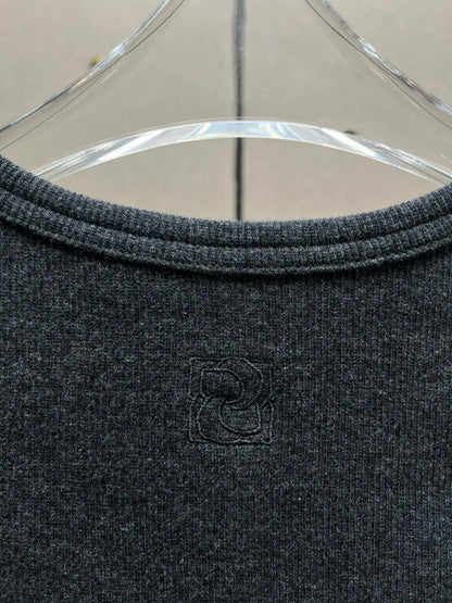 Y2K knot-twist sleeveless vest dark grey simple pleated slim fit women's top 2025 summer new model