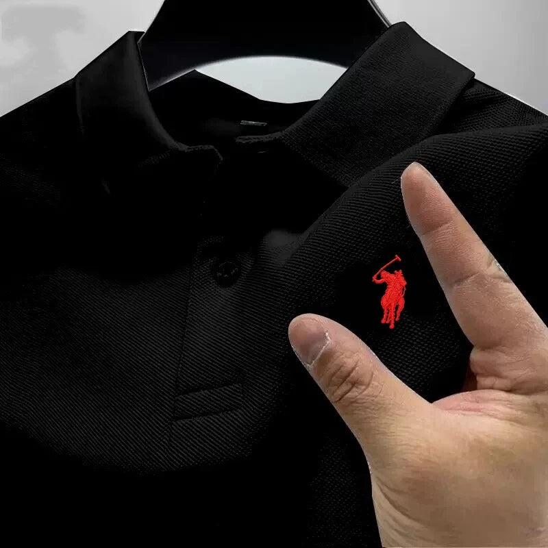 New Men's High-Quality Embroidered Logo Short-Sleeved Polo Shirt, Summer Fashion, Casual, Comfortable, Breathable T-Shirt Top