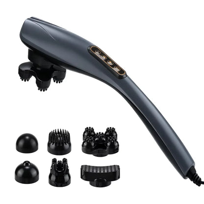 Corded Handheld Massager Full Body Deep Tissue Muscle Relaxation 12 Modes 6 Head Massage Stick Cervical Massager Neck Shoulder