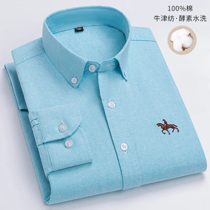 Fashionable Cotton Men's Shirt Long-Sleeved Oxford Soft Comfortable And Breathable Classic Versatile Business Casual Men's Shirt