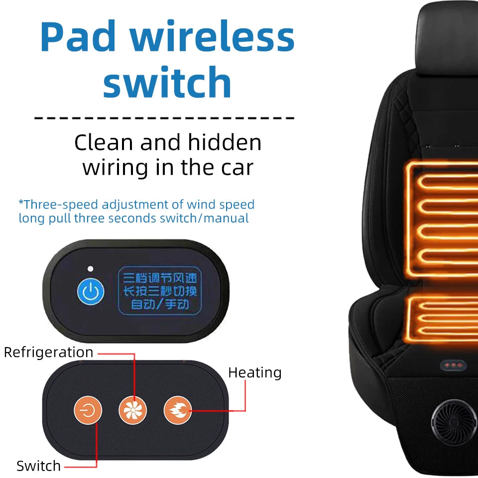 Car Summer Cool Air Seat Cushion Optional Heating or Cooling Function With 1Fan or 2Fan Fast Blowing Ventilation Car Seat Cover