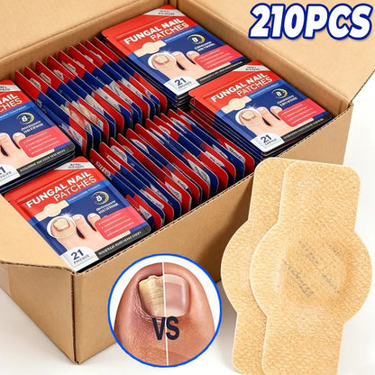210pcs Waterproof Nail Fungus Correction Patch Finger Guard Bandage Nail Fungus Hollow Nail Cover Disguise Patch Toenail Care
