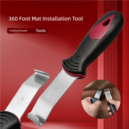 360 Aviation Soft Full Coverage Car Floor Mats with Stainless Steel Pry Bar, Hook & Buckle Tools for Car Interior Installation