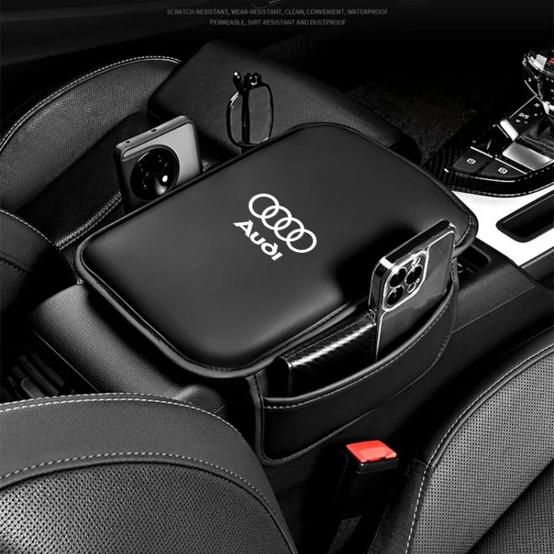 Car Styling Seat Armrest Box Protector Cushion Storage Box Cover Pad for Audi Quattro Sline A3 A4 A6 A5 Q5 Q7 Q3 A7 TT S3 S4 S5
