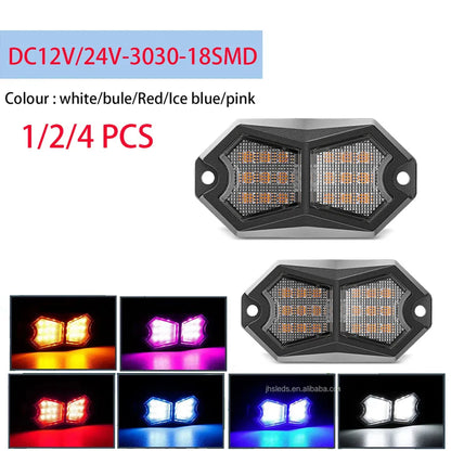 Exterior Atmosphere Light Auto Bottom Light Lamp Underbody Led Neon Lights 18 LED Car Truck LED Rock Light 12V 24V Van Lorry
