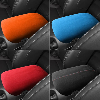 For Ford Mustang 2015-2025 Made of Alcantara Wrap ABS Car Trim Armrest Box Cover Panel Italian Suede Interior Tuning Accessories