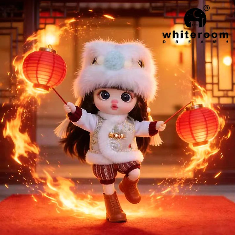 Trendy Toy Doll OB11 Lion Dance Doll Chinese Style Girl Doll Clothes Set for Chinese New Year  Spring Festival Gift Festival BJD