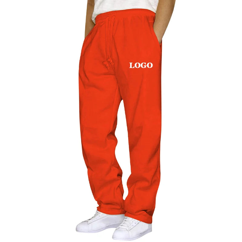 Customized Straight Leg Jogger Pants Men Autumn Winter Personality Printed Thicken Sweatpants Pocket Trousers Streetwear S - 5XL