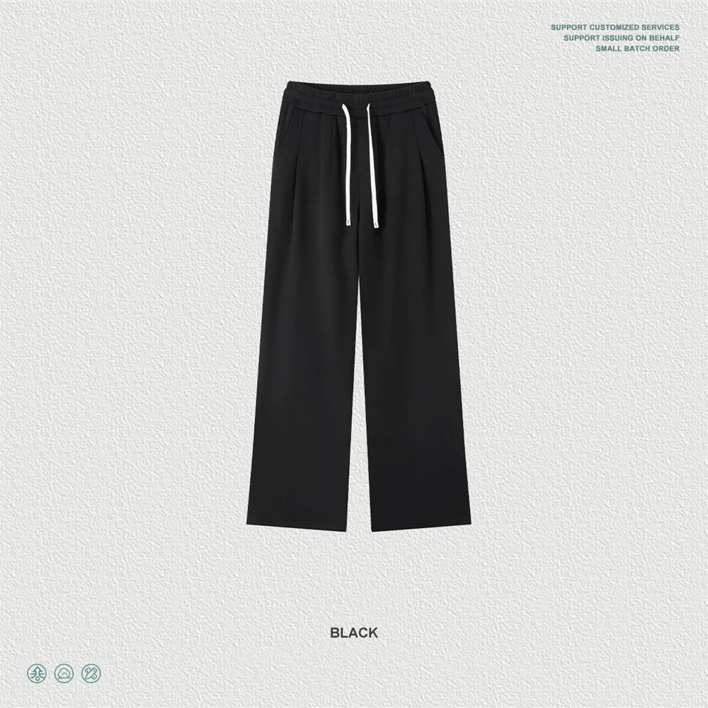 ZODF New Autumn Men Old Money Style Solid Pants Unisex Casual 320gsm Loose Comfortable Soft Straight Trousers HY1295
