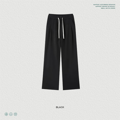 ZODF New Autumn Men Old Money Style Solid Pants Unisex Casual 320gsm Loose Comfortable Soft Straight Trousers HY1295