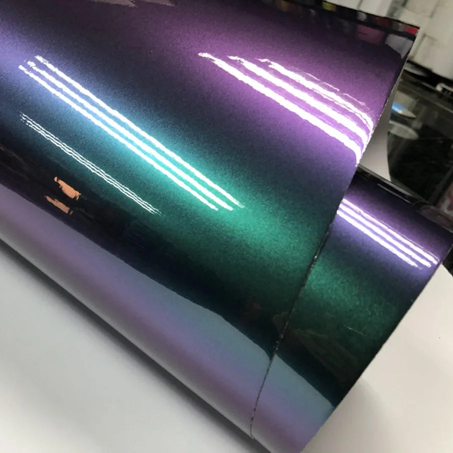 Premium Gloss Chameleon Pearl Glitter Metallic Green purple Vinyl Car Wrap Foil With Air Release Diamond Car Sticker Decal