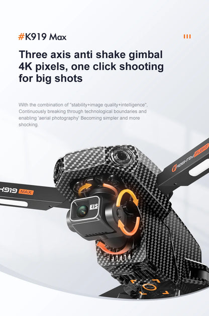 New K919 MAX Drone 8K GPS Professional HD 3-axis Gimbal Aerial Screen Remote Control Aircraft 5G HD Dual Camera Security drone