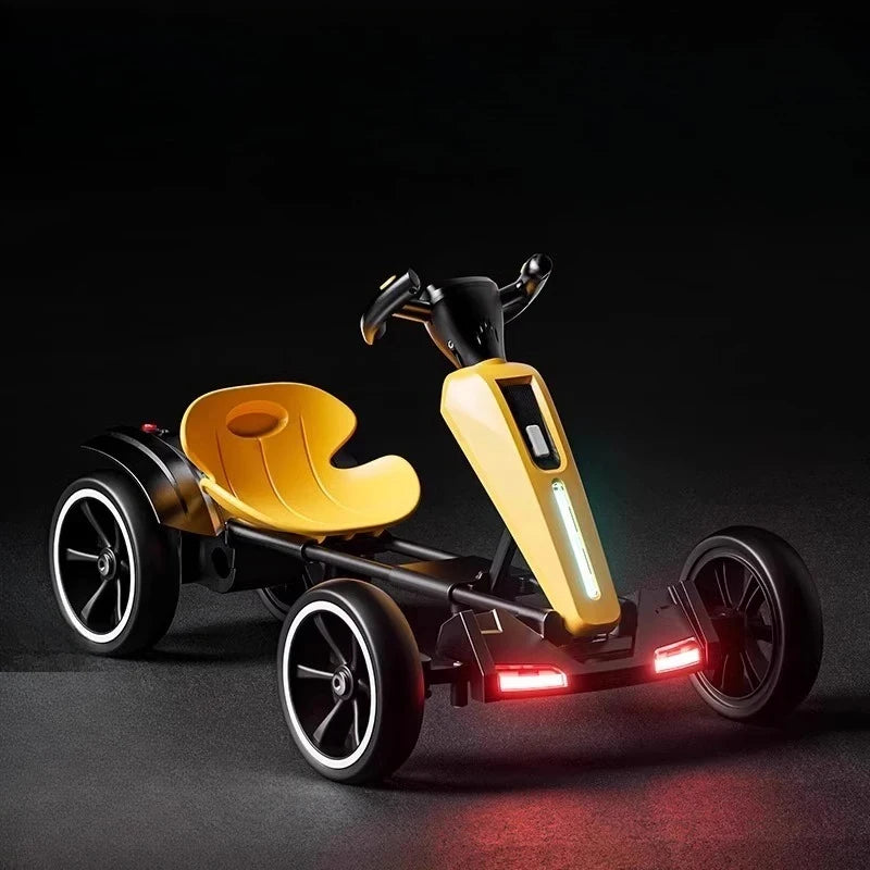 N‌ew Foldable Portable Kids Electric Go-Kart with 390 Motor Cool LED Lights No Assembly Outdoor Off-Road Toy Car for Boys/Girls