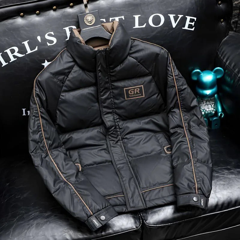 New 2026 Men's down Jacket Thickened Stand Collar Fashionable Warm Youthful Outerwear Standard Fit Long Sleeve Zipper Closure