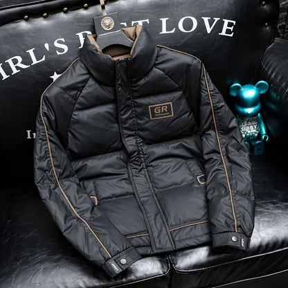 New 2026 Men's down Jacket Thickened Stand Collar Fashionable Warm Youthful Outerwear Standard Fit Long Sleeve Zipper Closure