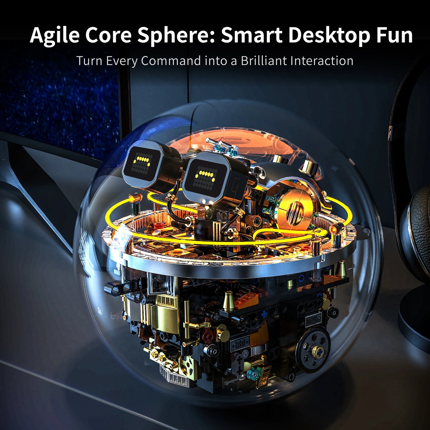 804PCS Programmable Spherical Robot with Remote Control Building Blocks Set, Desktop Ornament, Assembly Toy, Birthday Gift