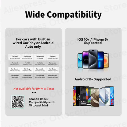 Ottocast Mini Pico Wireless CarPlay Android Auto Adapter Cube Dongle Bluetooth Car Accessories for VW MG Kia Toyota Hyundai Audi