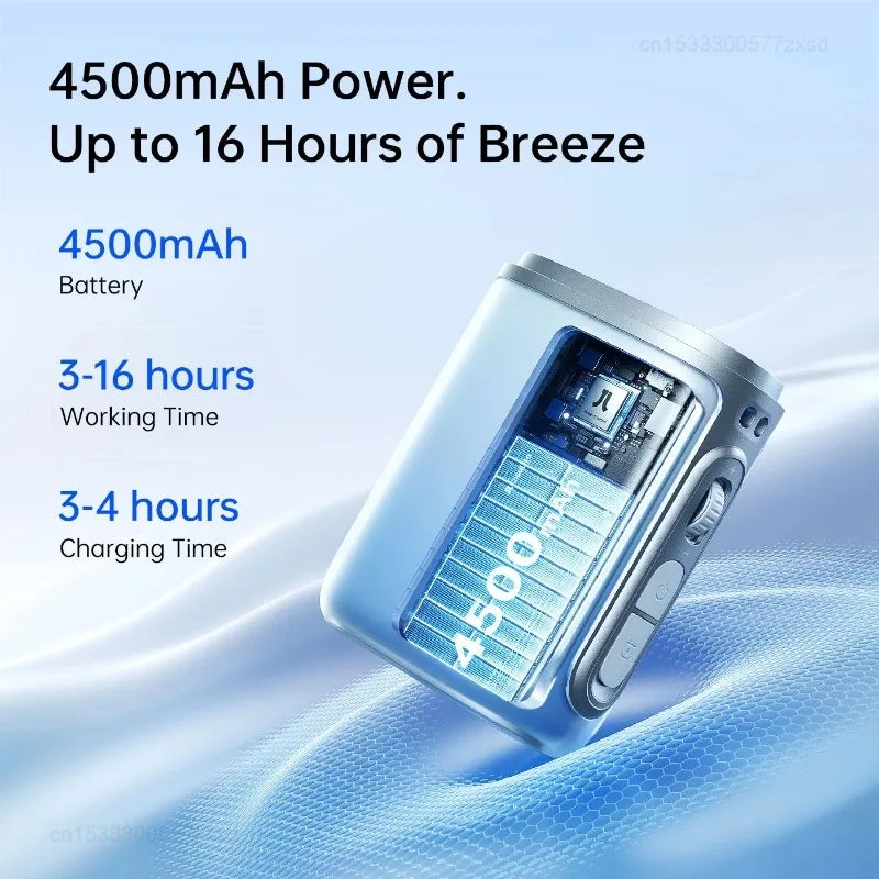JISULIFE Portable Neck Fan 4500mAh Battery with 100 Wind Speed Wearable Waist Fan with LED Display Ultra-Lightweight Fashion fan