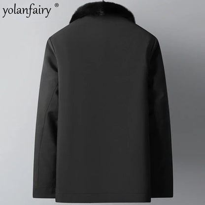 New Winter Parkas Men's Whole Mink Fur Coat Men Lapel Thick Fur Jacket Male Clothing Business Casual Jackets Casaco Masculino FC