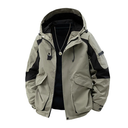 Men's Jackets Hooded Patchwork Coat Spring Fashion Casual Outerwear Women Autumn Outdoor Couple Clothes Loose Coats Streetwear