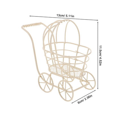 3Pcs Miniature Wire Stroller Set Fashion Forward Iron Design for Dollhouse Mini Furniture Decor Kids Imaginative Play Stroller