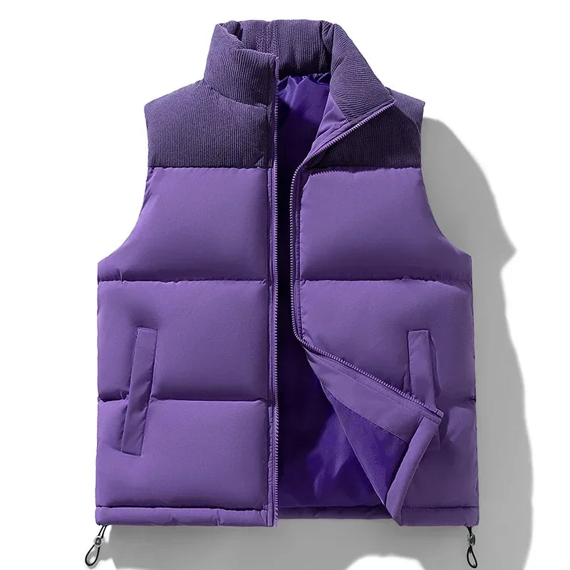 2025 Men's Vests Loose Casual Sleeveless Jacket Zipper Vests Clothes Men Vest Jackets Thick Vests Male Cotton-Padded Coats
