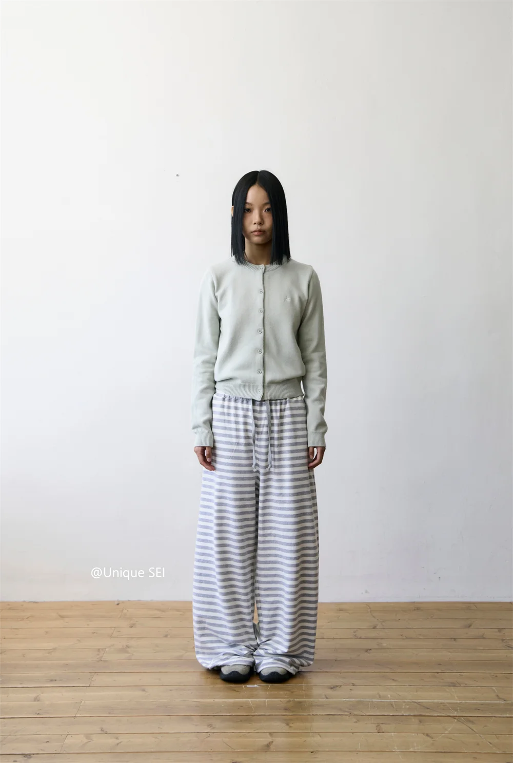Unique Street Style Korean Lazy Star Embroidery Striped Sweatpants Casual Sporty Long Trousers for Women Straight Leg Pants