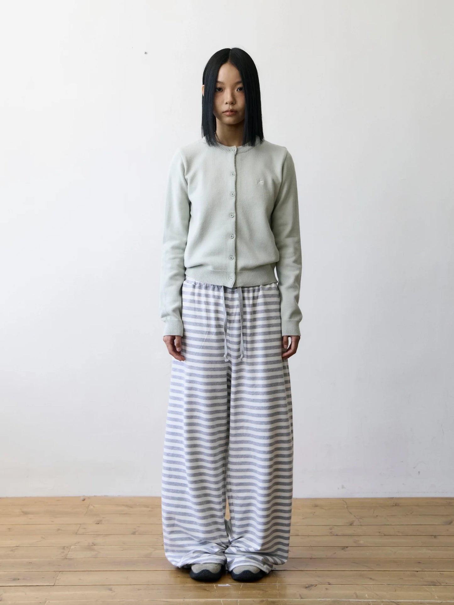 Unique Street Style Korean Lazy Star Embroidery Striped Sweatpants Casual Sporty Long Trousers for Women Straight Leg Pants