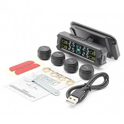 External TPMS Solar Power TPMS Car Tire Pressure Alarm Monitor Auto Security System Tyre Pressure Adjustable Temperature Warning