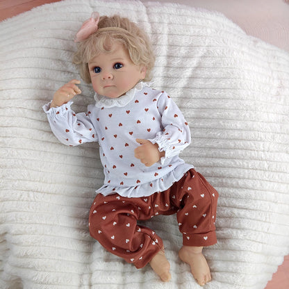 46cm Blonde Transplanted Hair Reborn Girl Doll 18Inch Cloth Body Simulation Dolls Companion Children Playing Toy Birthday Gifts